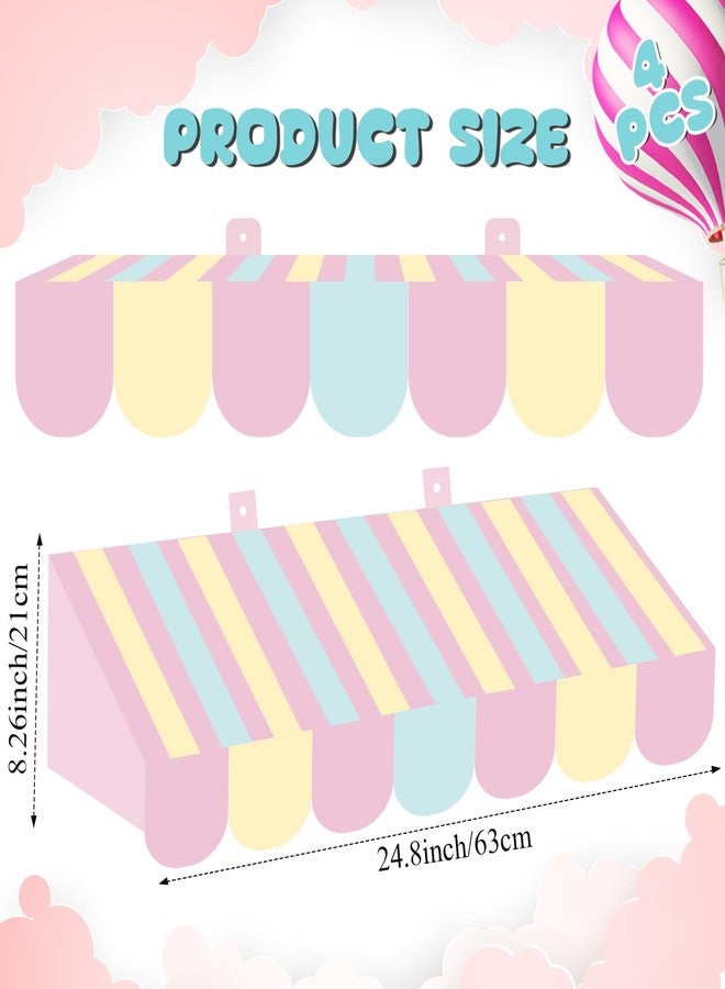 Datanly 4 Pcs 3D Awning Decorations Ice Cream Cart Hut Awning Pastel Wall Background for Wedding Birthday Unicorn and Ice Cream Party Decoration(Pink) - Image 2