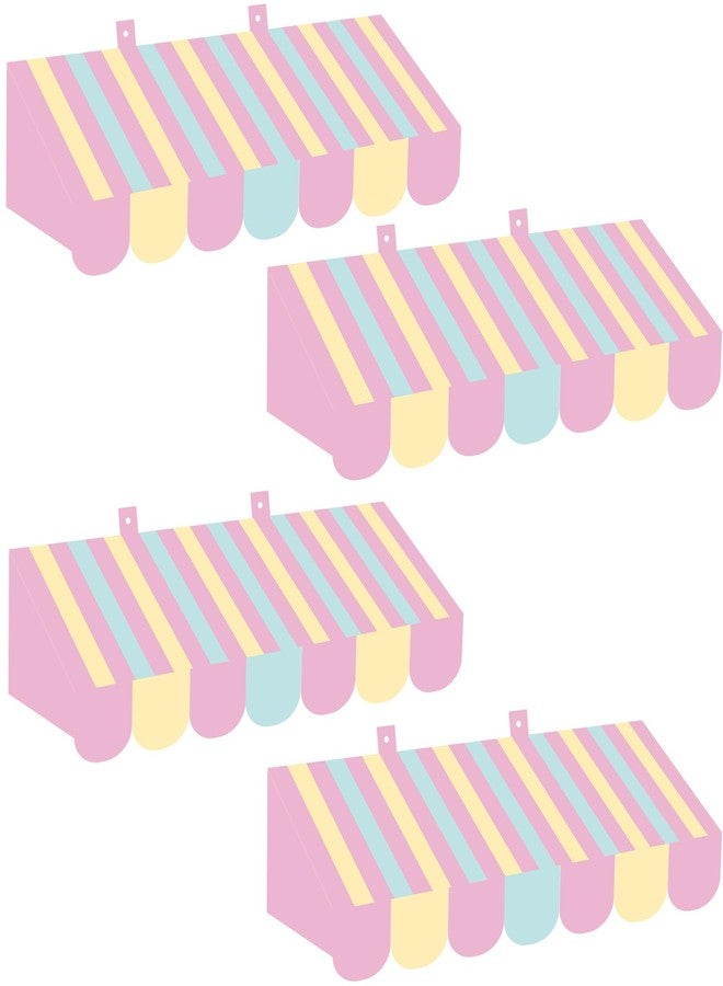 Datanly 4 Pcs 3D Awning Decorations Ice Cream Cart Hut Awning Pastel Wall Background for Wedding Birthday Unicorn and Ice Cream Party Decoration(Pink) - Image 1