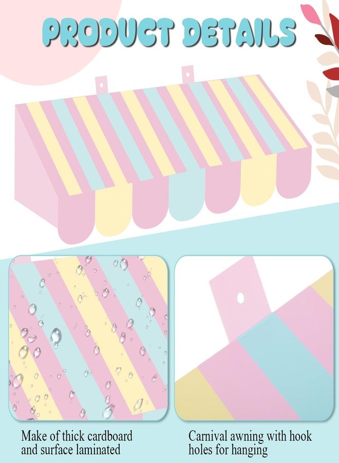 Datanly 4 Pcs 3D Awning Decorations Ice Cream Cart Hut Awning Pastel Wall Background for Wedding Birthday Unicorn and Ice Cream Party Decoration(Pink) - Image 3