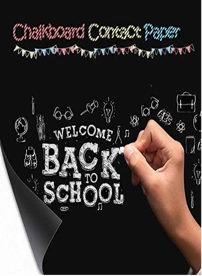 ROKTRY Self-Adhesive Peel and Stick Blackboard, Children's Chalkboard, Matt Black as Blackboard for Wall or Classroom Office and DIY (Contains 5 Pieces of Chalk) - Image 1