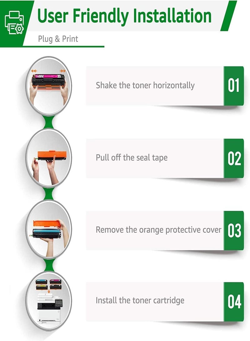 مجموعة طقم 4خراطيش حبر CB540A CB541A CB542A CB543A ) 125A ) متوافقة مع طابعات اتش بي ليزر جيت (CM1312nfi CM1312 MFP Series، CP1518ni CP1518 CP1215، CP1515) اللون اسود ازرق (سيان) اصفر (ارجواني ماجنتا) - Image 4