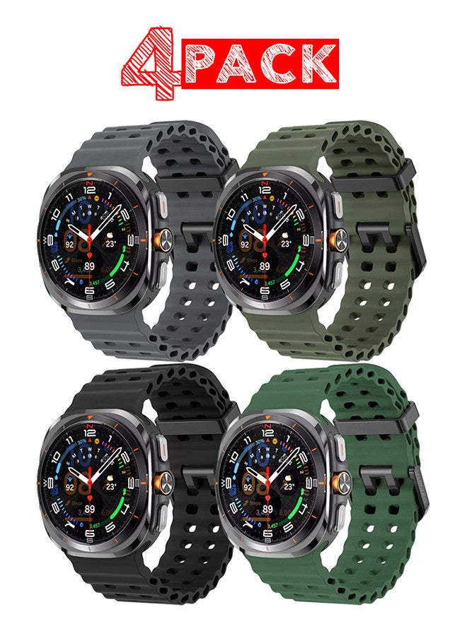 MARGOUN (for Samsung Galaxy Watch 7 Ultra) 4 Pack Silicone Band Soft Ocean Silicone Sport Strap Replacement Accessory Multicolour C - Image 1