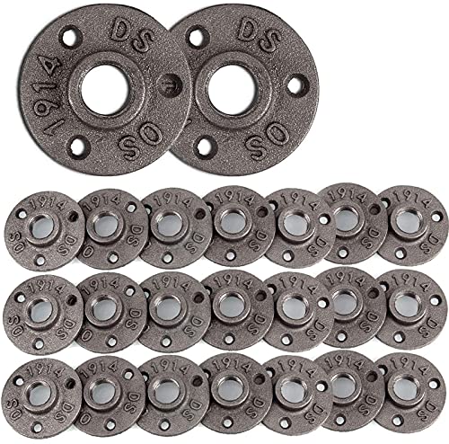 12 40 Pack Floor Flanges Threaded Decorative Plumbing Flange Malleable Iron Flange Pipe Fittings for DIY ProjectVintage FurnitureShelving Decoration