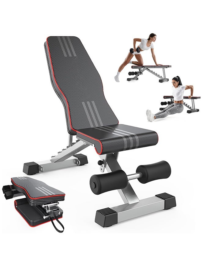 Sandinrayli Adjustable Weight Bench for Full Body Workout; Foldable Bench Press Bench of Home Gym Strength Training; Incline Decline Flat Utility Workout with Quick Folding& Fast Adjustment - Image 1