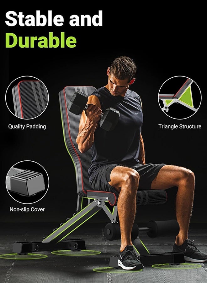 Sandinrayli Adjustable Weight Bench for Full Body Workout; Foldable Bench Press Bench of Home Gym Strength Training; Incline Decline Flat Utility Workout with Quick Folding& Fast Adjustment - Image 5