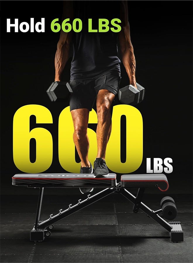 Sandinrayli Adjustable Weight Bench for Full Body Workout; Foldable Bench Press Bench of Home Gym Strength Training; Incline Decline Flat Utility Workout with Quick Folding& Fast Adjustment - Image 2