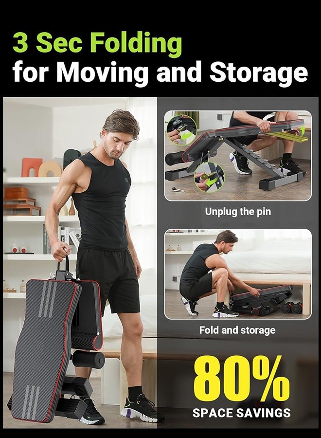 Sandinrayli Adjustable Weight Bench for Full Body Workout; Foldable Bench Press Bench of Home Gym Strength Training; Incline Decline Flat Utility Workout with Quick Folding& Fast Adjustment - Image 3