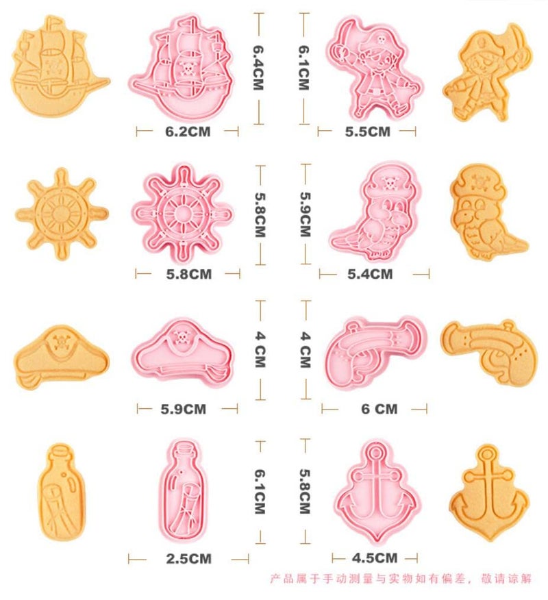MayeBridge 8 Pieces Cute Pirate Cookie Cutters Cartoon Cookie Mould Pirate Ship Cookie Stamps Set Kitchen Tools Plastic Cookie Press (Pirate) - Image 3