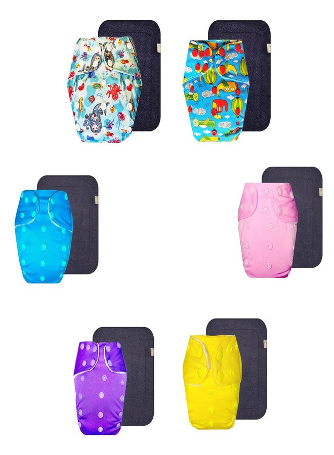 حفاضات قماشية فاخرة من دمبلدو مع حشوة رمادية (عبوة من 6 قطع) | ملائمة محكمة | وسادة ماصة بست طبقات | سريعة الجفاف | تغيير حفاضات بدون قلق | من 3 أشهر إلى 3 سنوات | للجنسين - Image 1