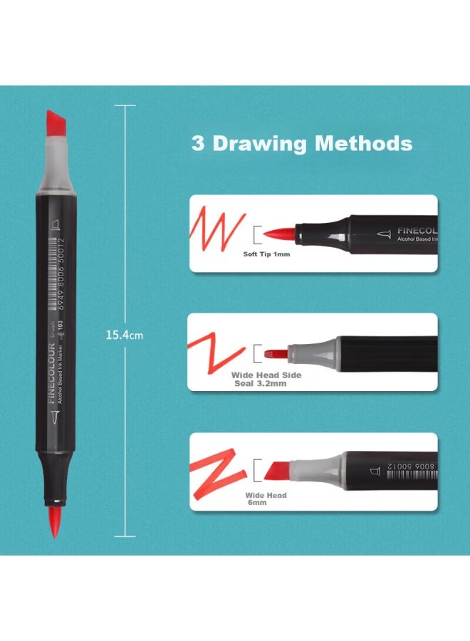 Finecolour (Finecolour) 4Th Generation Alcohol-Based Dual Tip Marker Set With 72 Standard Colors Soft Brush For Students Drawing Painting Design Art Sketching - Image 3