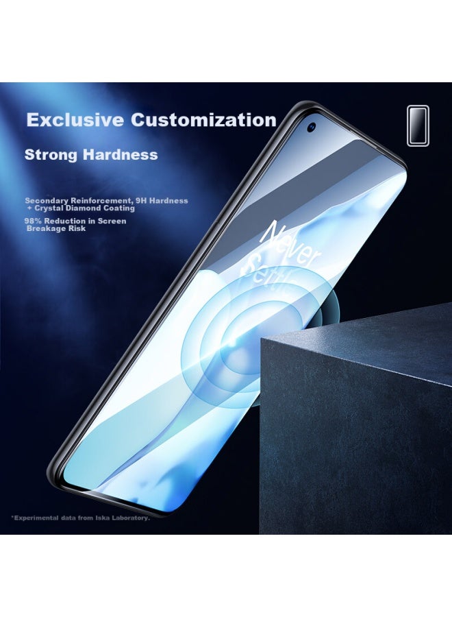 Iska Triple Enhanced Tempered Glass Screen Protector For Oneplus 9r/oneplus 9, Full Adhesive Full Coverage Full Glue Full Glass Hd Screen Protector, 2-pack, No White Edge, Jm823 - Image 2