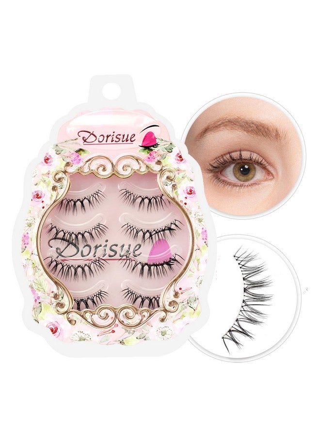 Dorisue Eelashes Natural Look Wispies Short Lashes 3D Natural Looking Eyelashes Lightweight Eyelashes 4 Pairs Lashes Pack - Image 1