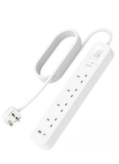 Belkin 4-Outlet Surge Protector Power Strip, Wall-Mountable with 4 AC Outlets, 2M Power Cord, & Green Indicator Light - USB-C Port & USB-A Port w/USB-C PD Fast Charging - 525 Joules of Protection
