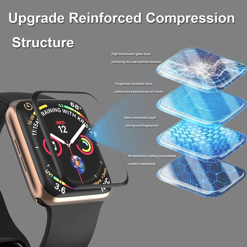 ايوونو [عبوتان] واقي شاشة زجاجي مقوى متوافق مع Apple Watch Series 3/2/1 مقاس 42 مم، EWUONU تغطية كاملة ثلاثية الأبعاد [إطار تثبيت سهل] فيلم شفاف عالي الوضوح مقاوم للماء وخالٍ من الفقاعات لساعة iWatch مقاس 42 مم (42 مم) - Image 2