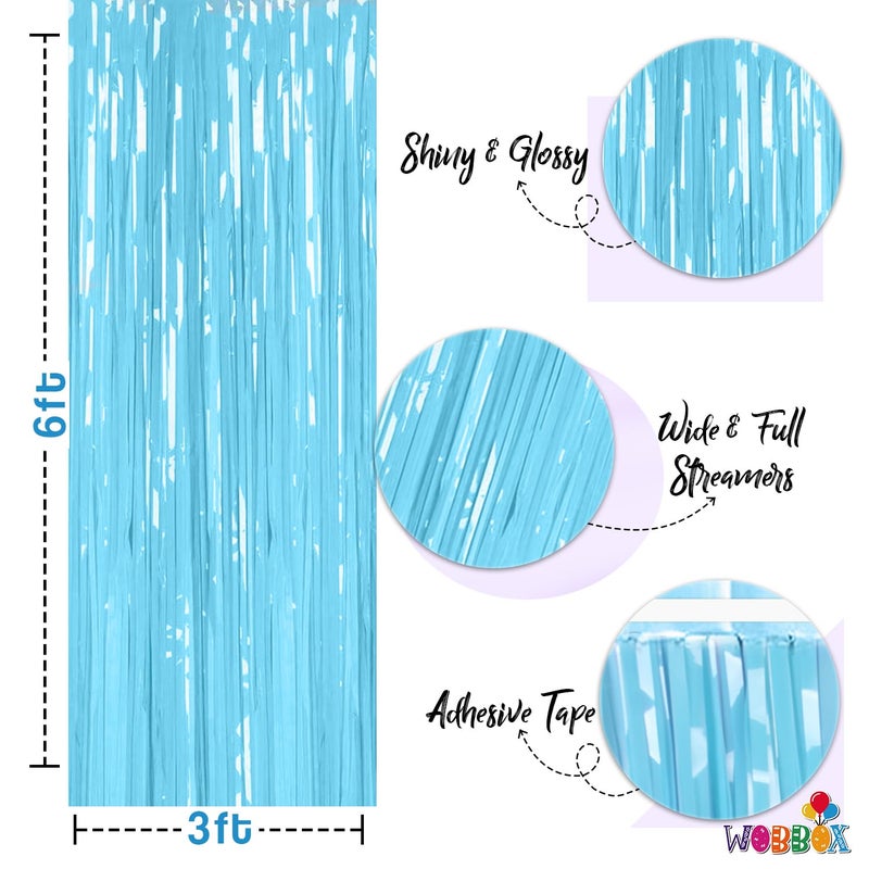 WOBBOX First Tooth Blue 13 Pcs Party Props with 1st Tooth Bunting Banner, Blue Colour Gredient with Stylish Font & Balloons & Foil Curtain, First Tooth Decoration - Image 2