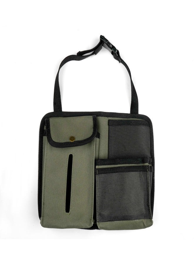 ARMORO Universal Car Seat Organizer with 4 Compartments & Tissue Holder | Backseat Storage Organizer for Car | Multi-Pocket Auto Organizer for Essentials, Travel & Daily Use (Olive) - Image 1