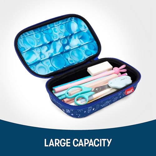 Zipit حافظة أقلام ZIPIT Bubble للأولاد، صندوق أقلام سيليكوني للحساسية، منظم أدوات مكتبية بسعة كبيرة، أزرق - Image 3