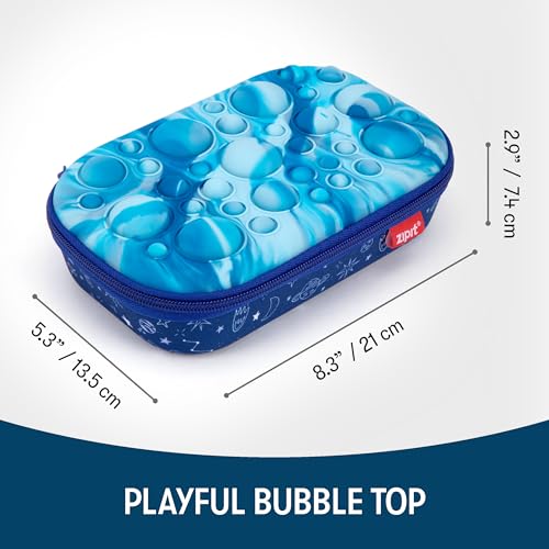 Zipit حافظة أقلام ZIPIT Bubble للأولاد، صندوق أقلام سيليكوني للحساسية، منظم أدوات مكتبية بسعة كبيرة، أزرق - Image 5