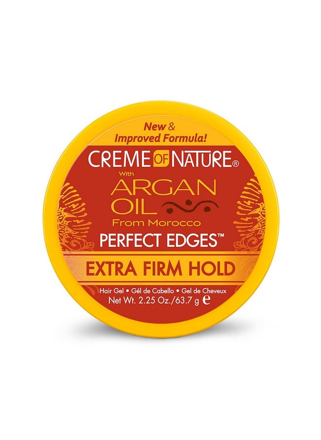 Creme of Nature ريم من الطبيعة بزيت الأركان من المغرب جل شعر مثالي لتثبيت الحواف مع تثبيت لمدة 24 ساعة مع ترطيب ولمعان غريب تثبيت قوي إضافي 2.25 أوقية (عبوة من 1)  - Image 1