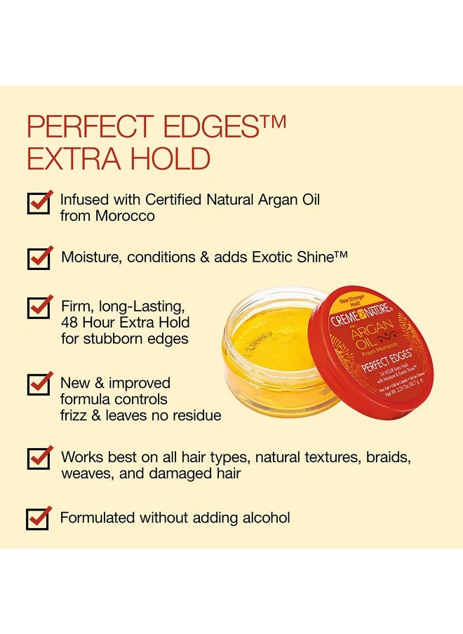 Creme of Nature ريم من الطبيعة بزيت الأركان من المغرب جل شعر مثالي لتثبيت الحواف مع تثبيت لمدة 24 ساعة مع ترطيب ولمعان غريب تثبيت قوي إضافي 2.25 أوقية (عبوة من 1)  - Image 3