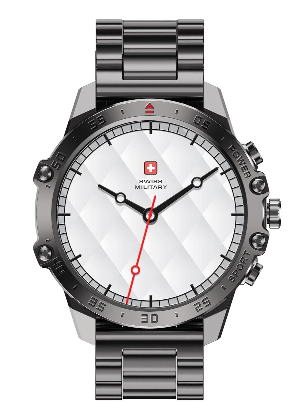Swiss Military DOM5 Smartwatch 1.43" AMOLED, Bluetooth Calling, Multi Language, Health & Sports Tracking, Wireless Charging, 7 Days Battery, IP68, iOS/Android Compatible,Gun Metal Frame & Strap