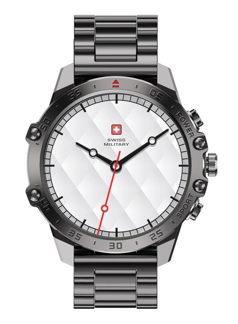Swiss Military DOM5 Smartwatch 1.43" AMOLED, Bluetooth Calling, Multi Language, Health & Sports Tracking, Wireless Charging, 7 Days Battery, IP68, iOS/Android Compatible,Gun Metal Frame & Strap