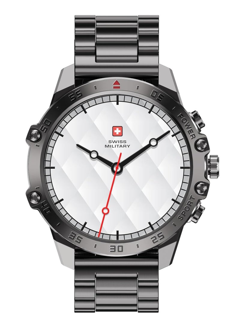 Swiss Military DOM5 Smartwatch 1.43" AMOLED, Bluetooth Calling, Multi Language, Health & Sports Tracking, Wireless Charging, 7 Days Battery, IP68, iOS/Android Compatible,Gun Metal Frame & Strap - Image 1