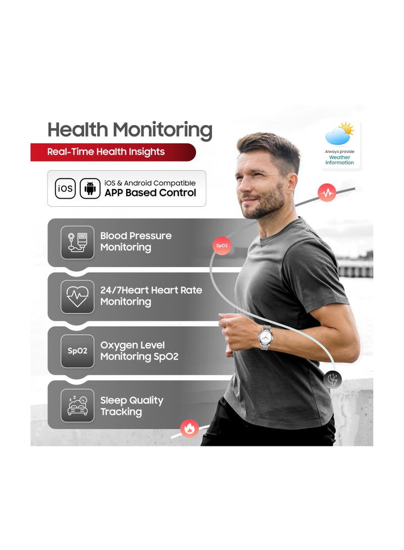 Swiss Military DOM5 Smartwatch 1.43" AMOLED, Bluetooth Calling, Multi Language, Health & Sports Tracking, Wireless Charging, 7 Days Battery, IP68, iOS/Android Compatible,Gun Metal Frame & Strap - Image 5