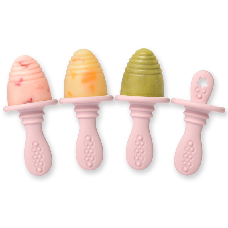 PrimaStella Silicone Petite Pops  Baby Popsicle Mold  BPA Free  Dishwasher Safe  4 months Dusty Rose Teether Pops