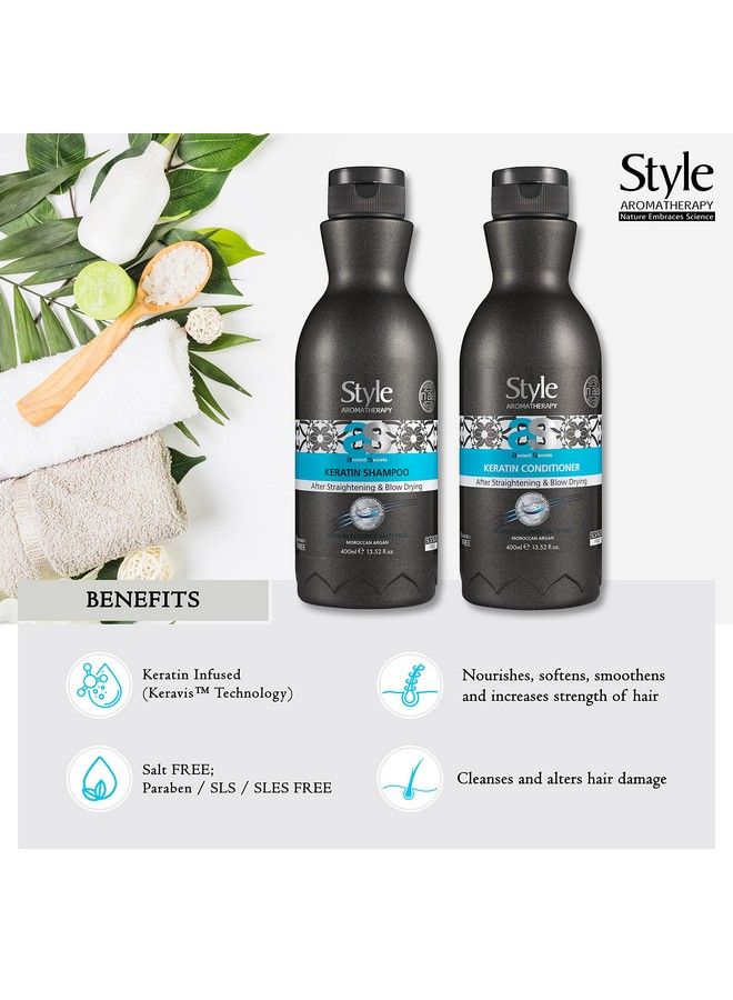 style aromatherapy Professional Keratin Treatment Combo Shampoo And Conditioner Sls/Sles Free Salt Free Sulphate Free Paraben Free After Straightening & Smoothening (Shampoo+Conditioner 400 Ml Each) - Image 5
