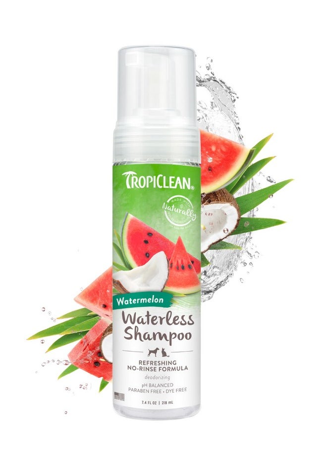 TropiClean - TropiClean Watermelon Waterless Shampoo | Dry Shampoo for Cats & Dogs | Cat & Dog Bath Supplies 7.4 oz | Made in The USA - Image 1