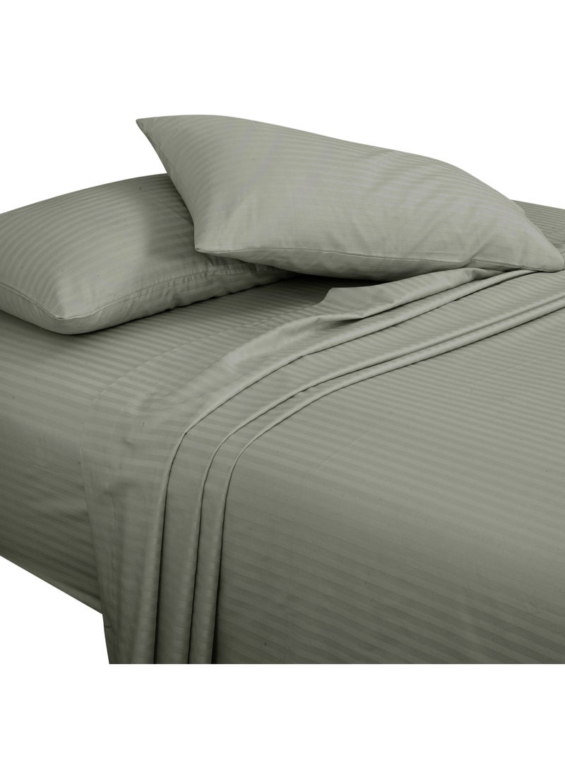 Bliss Casa Bliss Casa 3 Pieces 1cm Stripe Bed Sheets Super King (200x200+30 cm) - Soft Satin Sheet Set with Pillowcases - Deep Pocket, Hotel Collection, Luxury Bedding Set include 1 fitted Sheet, 2 Pillowcases  - Image 1