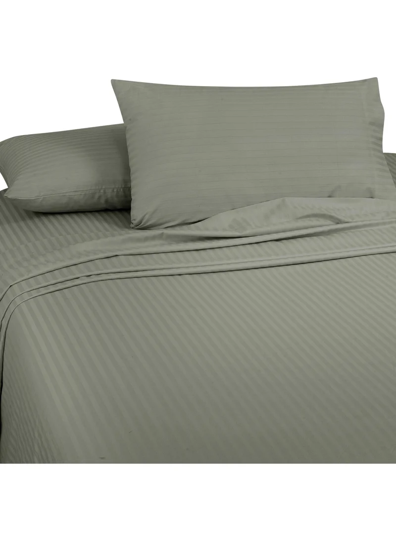 Bliss Casa Bliss Casa 3 Pieces 1cm Stripe Bed Sheets Super King (200x200+30 cm) - Soft Satin Sheet Set with Pillowcases - Deep Pocket, Hotel Collection, Luxury Bedding Set include 1 fitted Sheet, 2 Pillowcases