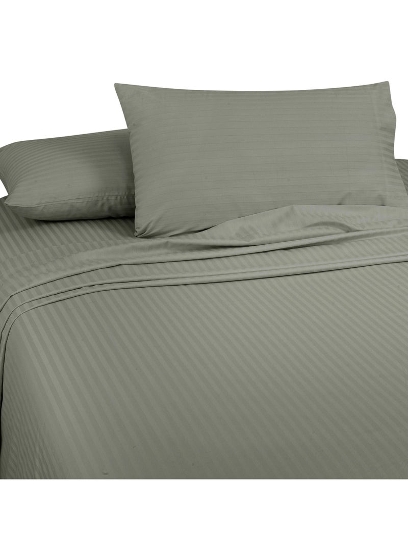 Bliss Casa Bliss Casa 3 Pieces 1cm Stripe Bed Sheets Super King (200x200+30 cm) - Soft Satin Sheet Set with Pillowcases - Deep Pocket, Hotel Collection, Luxury Bedding Set include 1 fitted Sheet, 2 Pillowcases  - Image 2