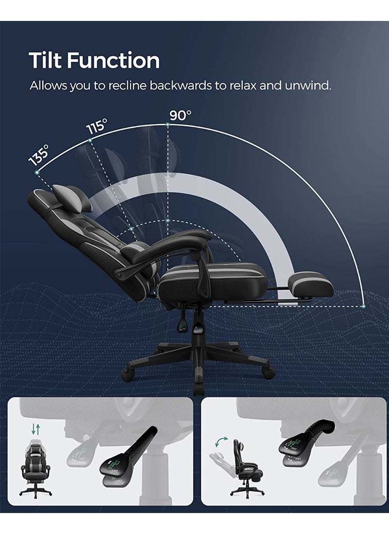 SONGMICS SONGMICS Black and Grey OBG073B03 Stylish Gaming Chairs for Playstation, Office, Gaming Station, Home, Study Room  - Image 5