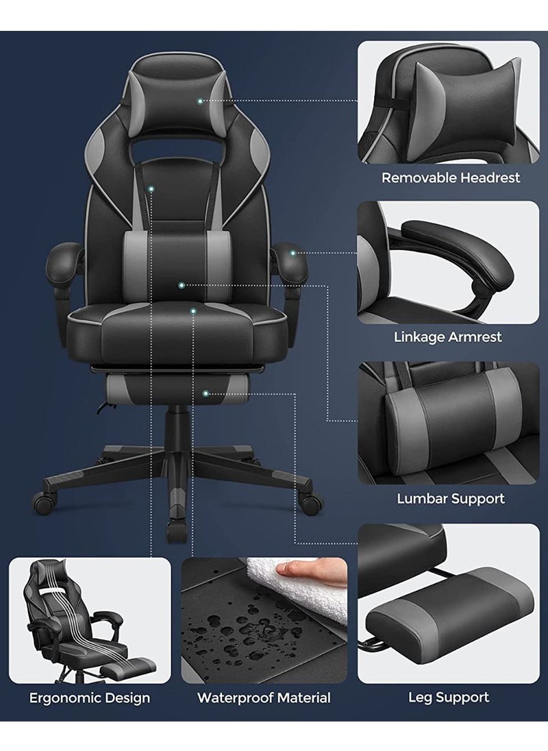 SONGMICS SONGMICS Black and Grey OBG073B03 Stylish Gaming Chairs for Playstation, Office, Gaming Station, Home, Study Room  - Image 4