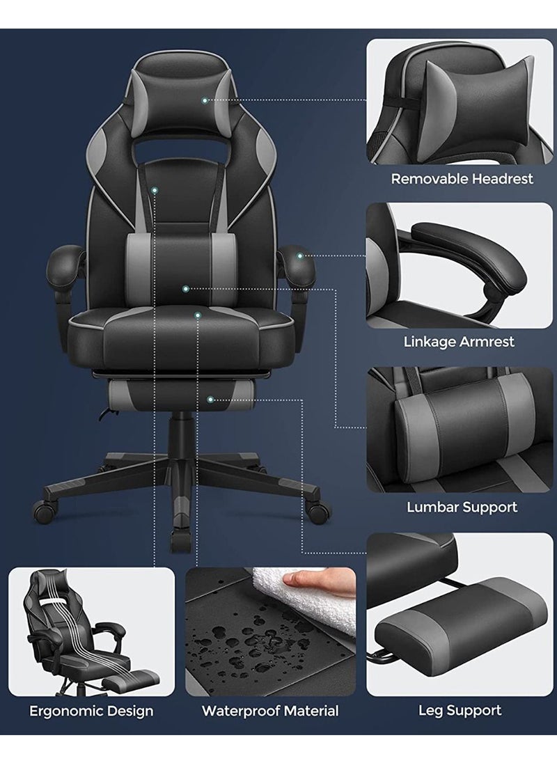 SONGMICS SONGMICS Black and Grey OBG073B03 Stylish Gaming Chairs for Playstation, Office, Gaming Station, Home, Study Room  - Image 3