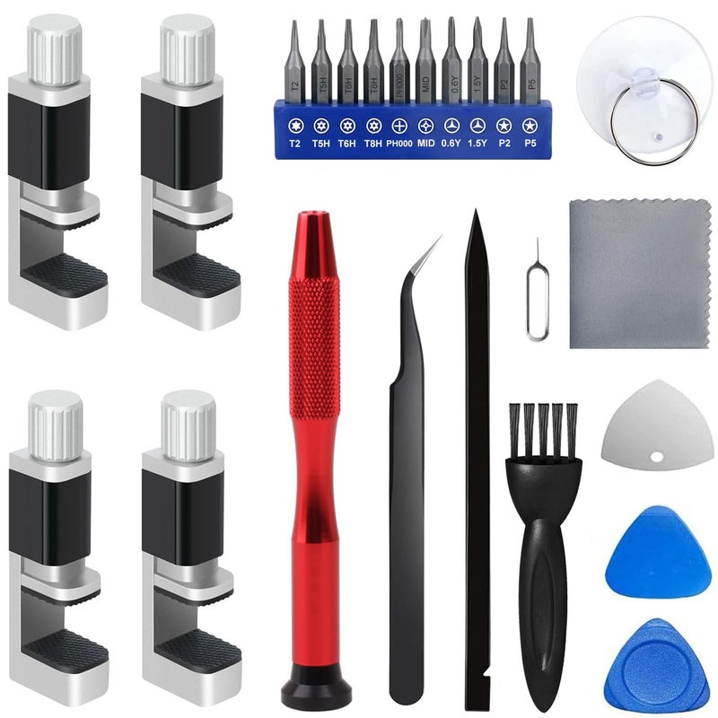 ISTARFIX 4Pcs Phone Screen Repair Tools Adjustable Screen Fastening Clamp Screen Clip Fixture Tools Compatible for iPhone, iPad, Samsung,Tablets,LCD Screen Rear Glass Repair with Screwdriver tool kits - Image 1