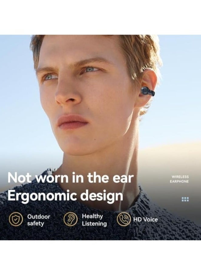 Open Bluetooth 5.3 Earphones, Wireless Earphones with Ear Hook, ENC Noise Cancelling, IPX6 Waterproof, Clip-On Earphones Sports Headphones