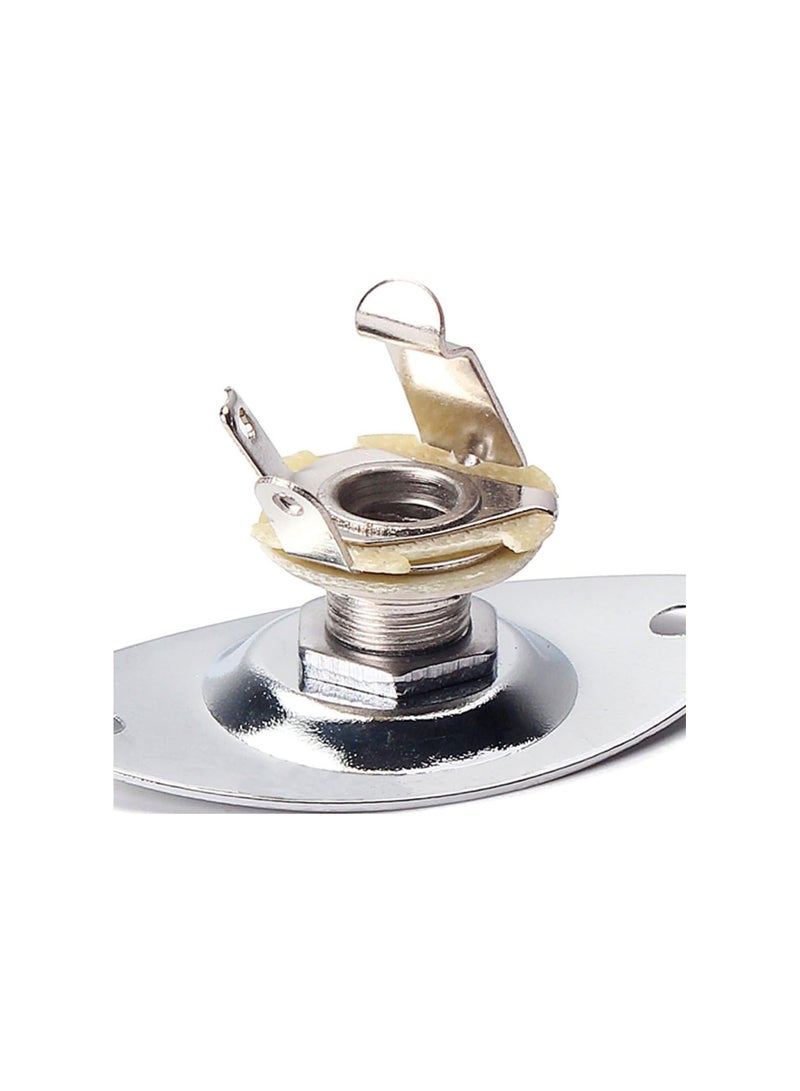 GGOOT 1 Set Chrome 6.35mm Guitar Output Jack Plate with Neck Plate for Fender Stratocaster Telecaster Guitar Replacement Parts - Image 3