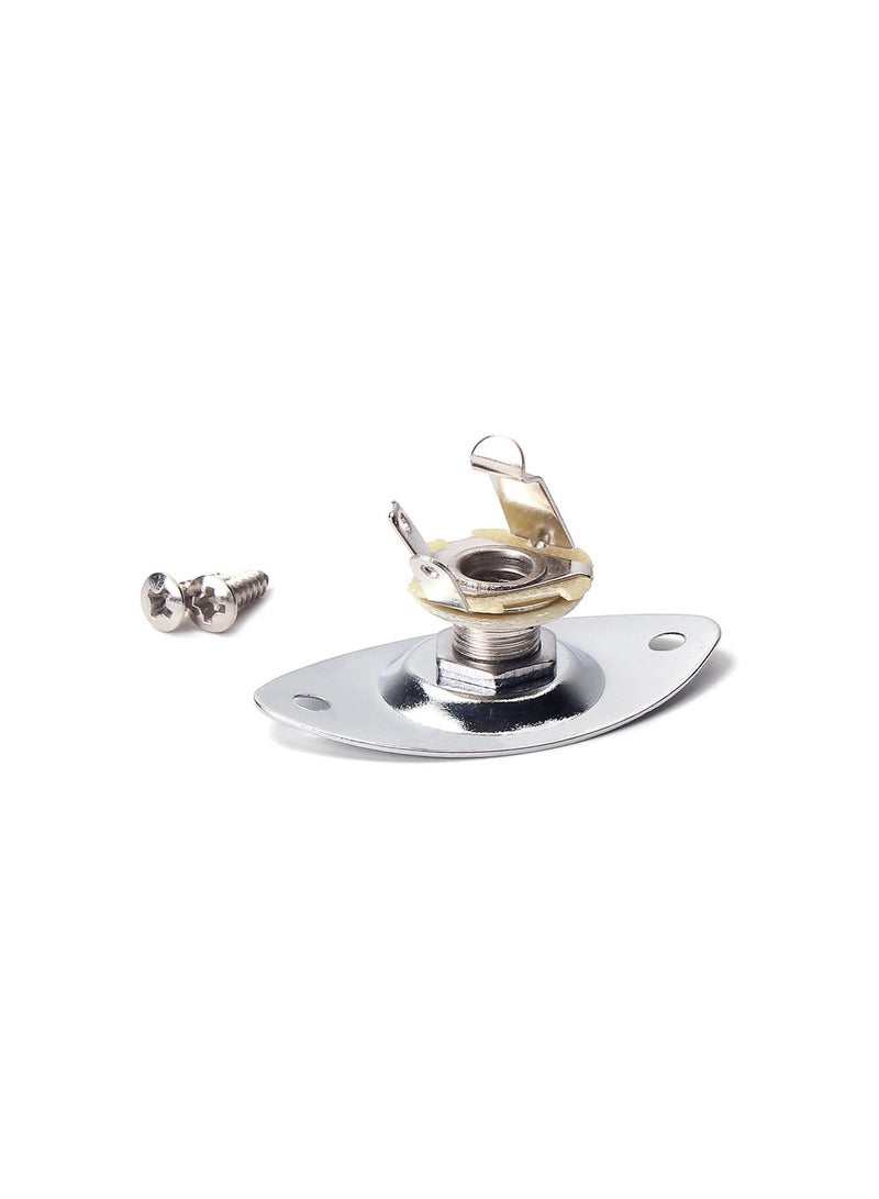 GGOOT 1 Set Chrome 6.35mm Guitar Output Jack Plate with Neck Plate for Fender Stratocaster Telecaster Guitar Replacement Parts - Image 2