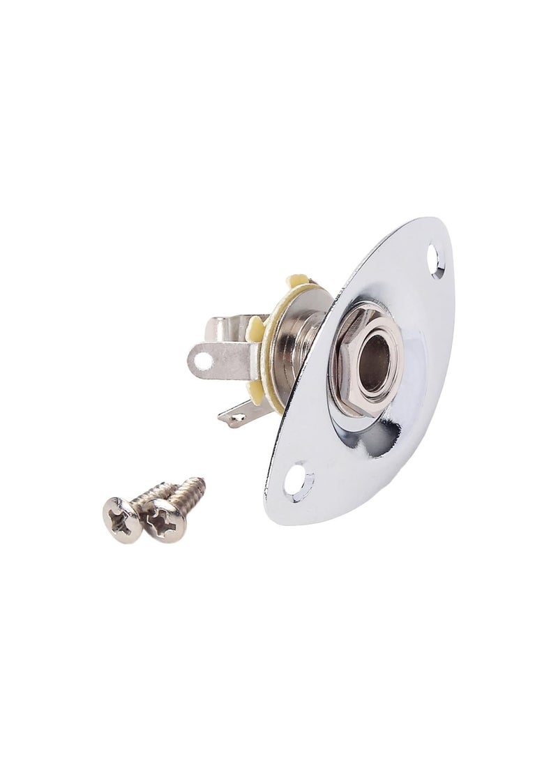GGOOT 1 Set Chrome 6.35mm Guitar Output Jack Plate with Neck Plate for Fender Stratocaster Telecaster Guitar Replacement Parts - Image 5