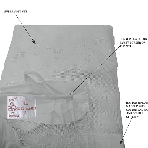 ANS Polycotton Mosquito Net for King Size Bed (7x7 Ft, Bleach White) | Durable, Breathable, Cotton Border | Free Airflow, Long-Lasting Protection for Double Bed - Image 3