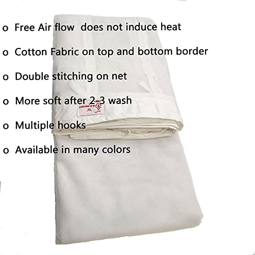 ANS Polycotton Mosquito Net for King Size Bed (7x7 Ft, Bleach White) | Durable, Breathable, Cotton Border | Free Airflow, Long-Lasting Protection for Double Bed - Image 2