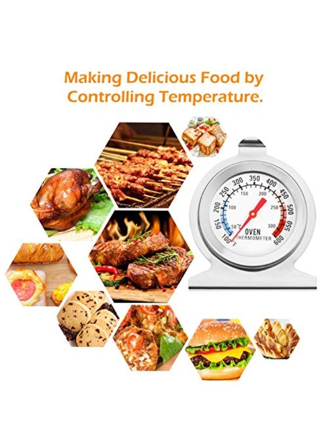 بازار ميزان حرارة للفرن من الفولاذ المقاوم للصدأ - ميزان حرارة معلق وواقف للخبز والطهي والشواء، 50-300 درجة مئوية / 100-600 درجة فهرنهايت - Image 5