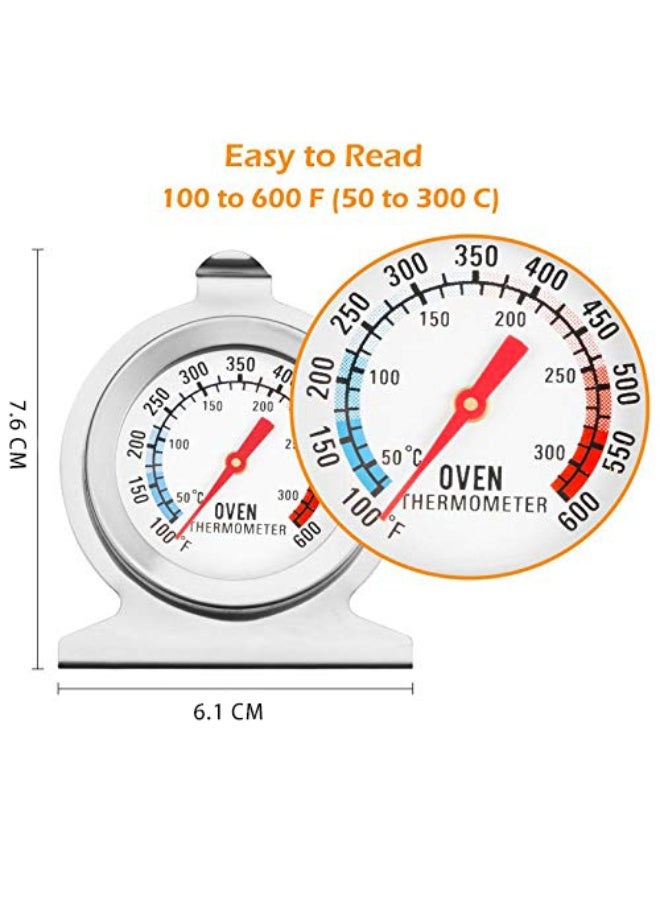 بازار ميزان حرارة للفرن من الفولاذ المقاوم للصدأ - ميزان حرارة معلق وواقف للخبز والطهي والشواء، 50-300 درجة مئوية / 100-600 درجة فهرنهايت - Image 4