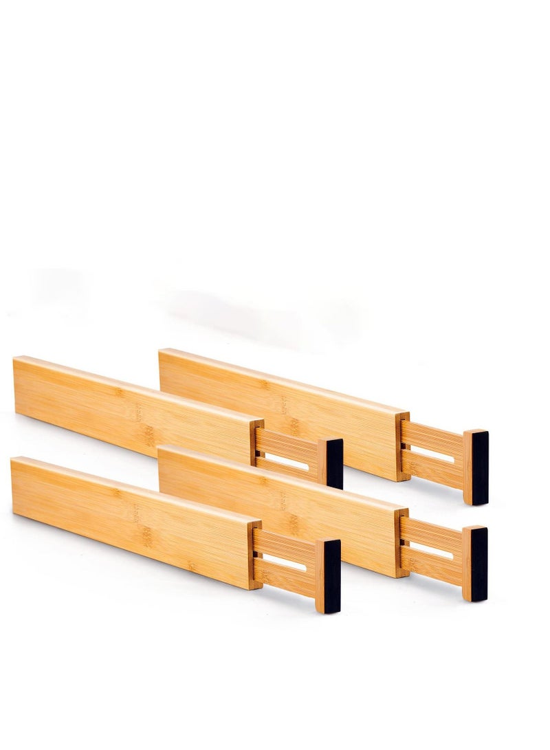 SYOSI Bamboo Kitchen Drawer Dividers (42.7-55.4 cm), Adjustable Drawer Organisers, Spring Loaded Kitchen Utensil Drawer Organiser,Drawer Divider (4 Pack), Clothes,Bathroom,Baby Drawer - Image 2