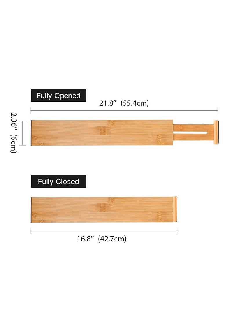 SYOSI Bamboo Kitchen Drawer Dividers (42.7-55.4 cm), Adjustable Drawer Organisers, Spring Loaded Kitchen Utensil Drawer Organiser,Drawer Divider (4 Pack), Clothes,Bathroom,Baby Drawer - Image 3