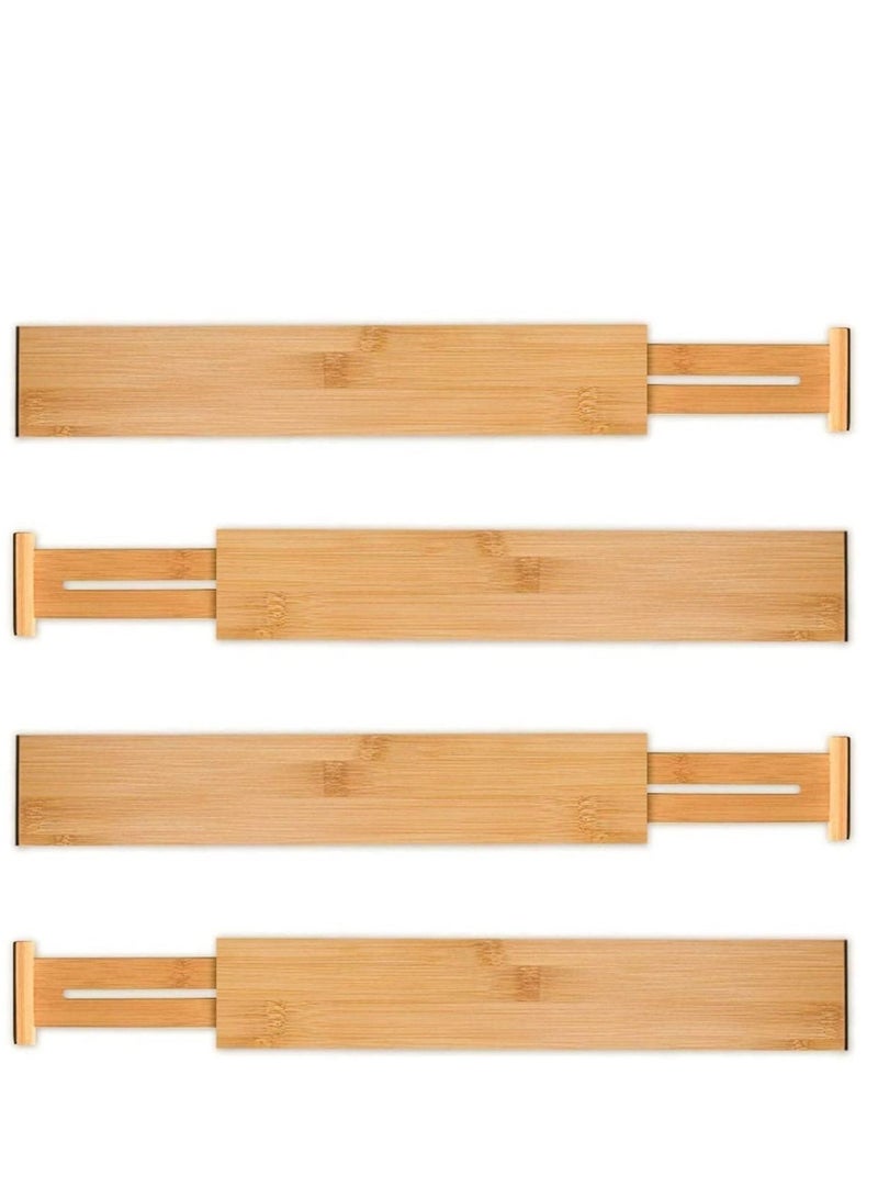 SYOSI Bamboo Kitchen Drawer Dividers (42.7-55.4 cm), Adjustable Drawer Organisers, Spring Loaded Kitchen Utensil Drawer Organiser,Drawer Divider (4 Pack), Clothes,Bathroom,Baby Drawer - Image 5