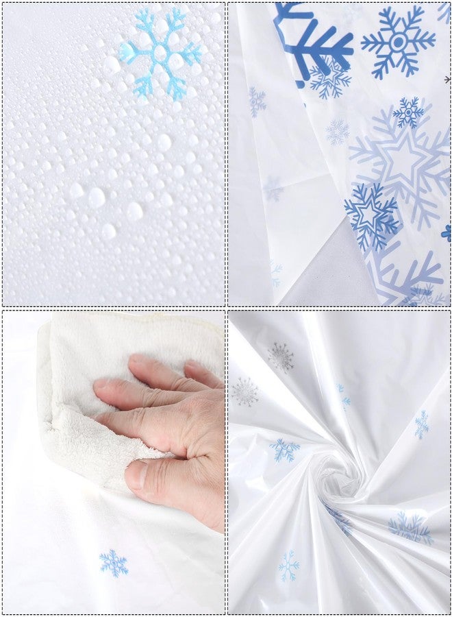 Oudain 3 Pcs Christmas Winter Snowflake Tablecloth Blue White Snowflakes Plastic Tablecloth Disposable Winter Table Cloth Snow Holiday Table Cover for Birthday Party Supplies Decorations, 54 x 108 in - Image 3
